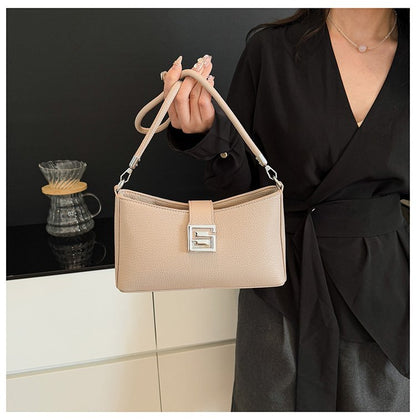 Small Square Bag with Stitching PU Zipper Women's Shoulder Bag One Size