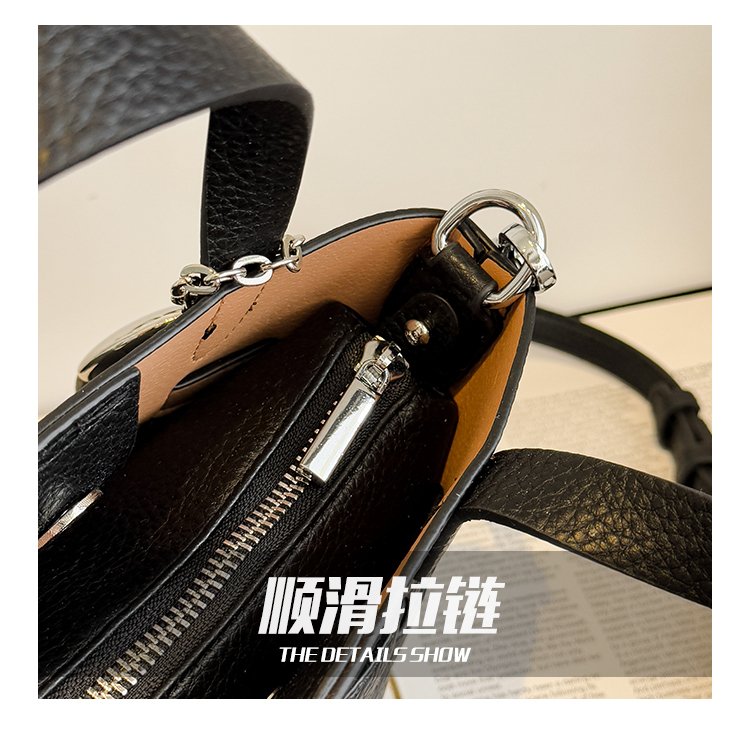 Women's Bag One Size PU Bucket Bag Zipper Shoulder Bag