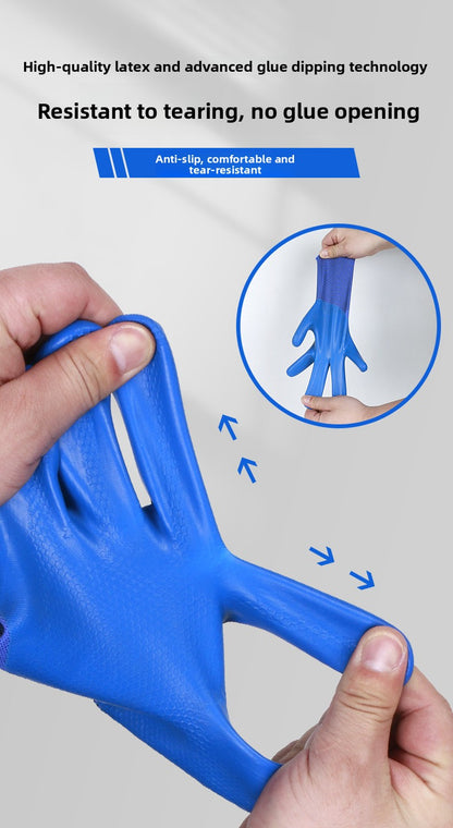FOR WHOLE SALE ONLY P.O.A.                    A688 Wear-resistant Thickened Double-layer Latex Embossed Non-slip Logistics Handling Construction Site Work Half-finger Labor Protection Gloves