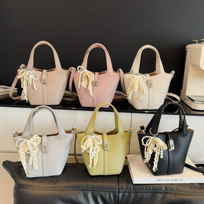 Bucket Bag Women's Bag PU Shoulder Bag Lock Buckle