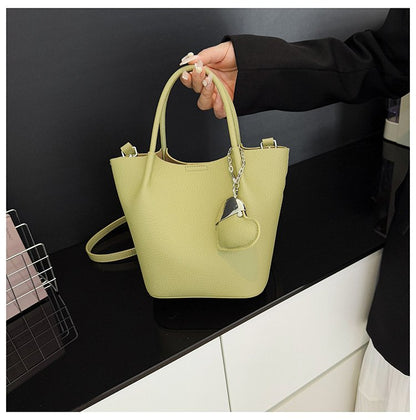 Single Shoulder Handbag Zipper One Size Women's Bag Vegetable Basket Bag PU