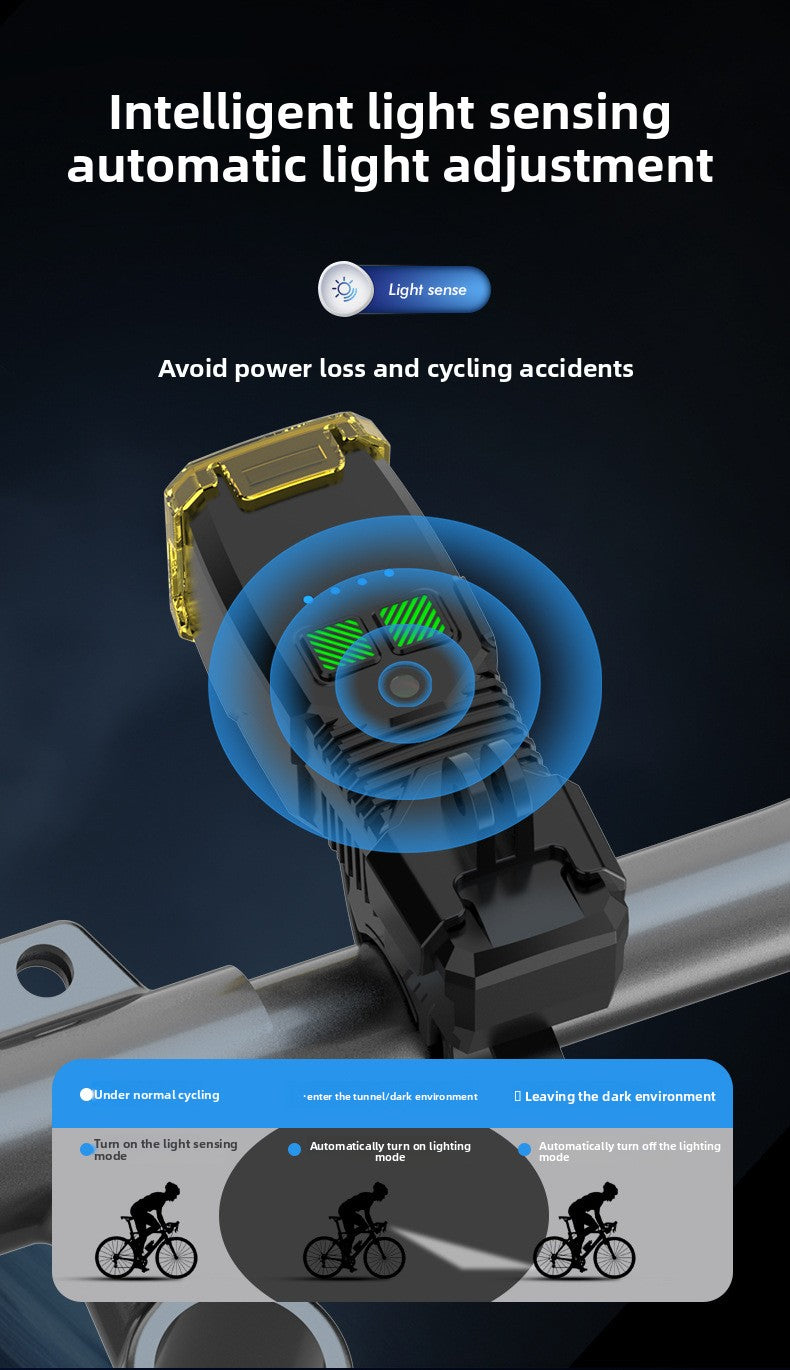 Bicycle Light with Horn Anti-Glare High-Low Beam Switch Front Light Integrated Dustproof Fogproof Front Light