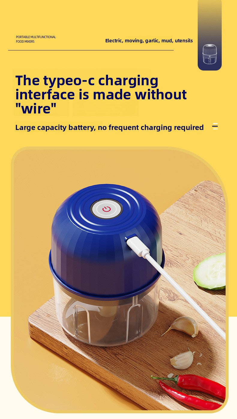 Mini Electric Garlic Herb Fruit Veg Masher Household Wireless Portable Baby Food Processor Kitchen Multifunctional Meat Grinder Garlic Chopper