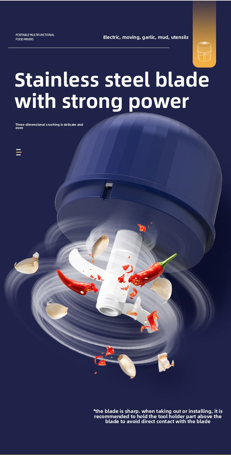 Mini Electric Garlic Herb Fruit Veg Masher Household Wireless Portable Baby Food Processor Kitchen Multifunctional Meat Grinder Garlic Chopper