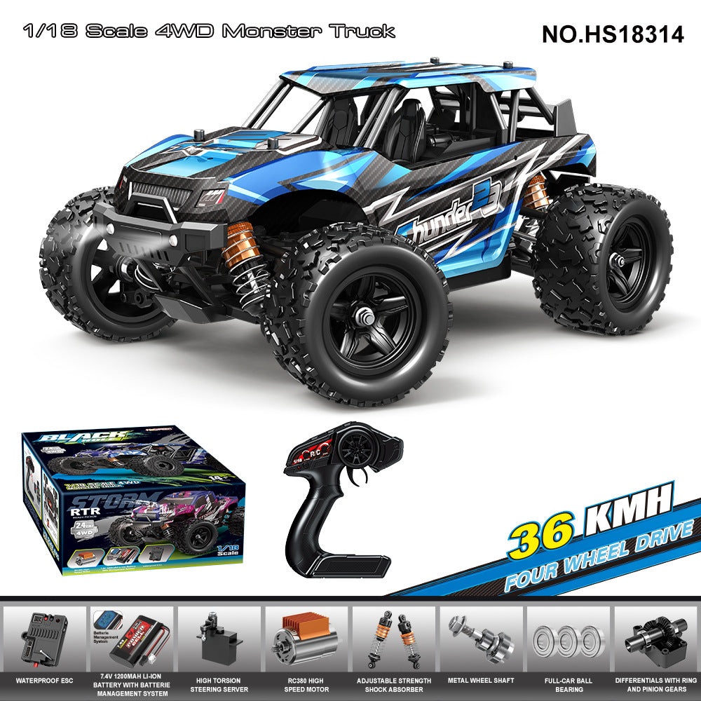 Cross-Border1/18Brushed High-Speed Four-Wheel Drive2.4G Full Scale Professional RC Remote Control Competitive Climbing Off-Road Big Wheel