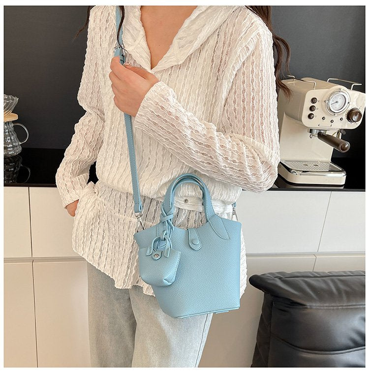 Bucket Bag Shoulder Bag One Size 2025 Spring Magnetic Buckle PU Women's Bag