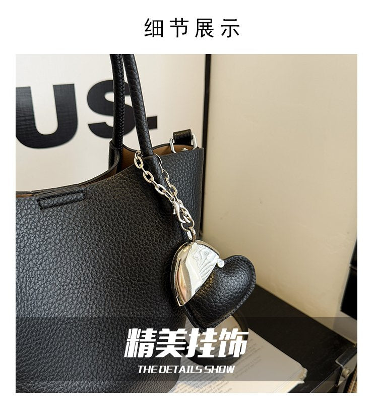 Single Shoulder Handbag Zipper One Size Women's Bag Vegetable Basket Bag PU