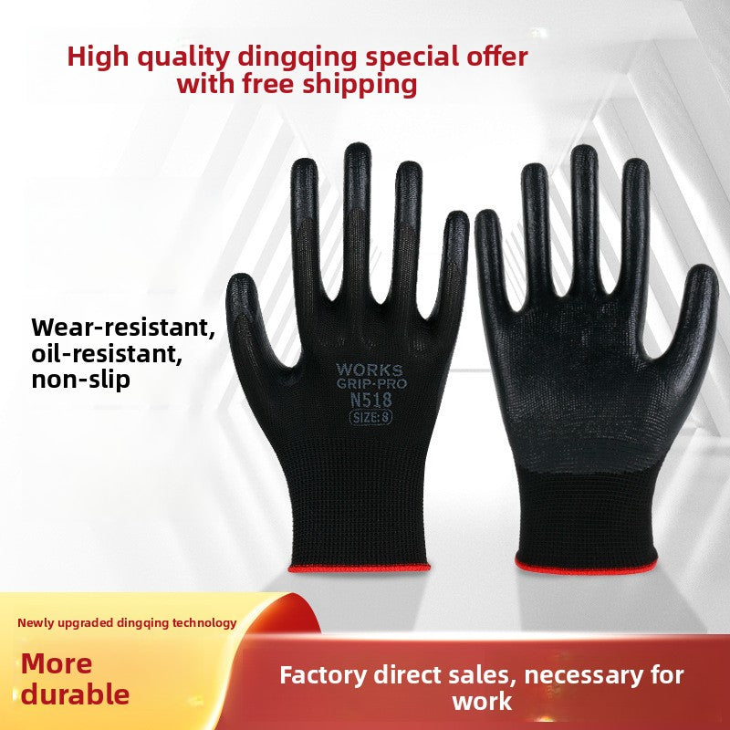 FOR WHOLE SALE ONLY PRICE ON REQUEST                      Labor Protection Gloves Nitrile Oil-Resistant Waterproof Wear-Resistant 13-Pin Black Yarn Rubber Coated Construction Site Work Labor Protection Gloves