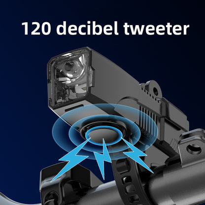 Bicycle Light with Horn Anti-Glare High-Low Beam Switch Front Light Integrated Dustproof Fogproof Front Light