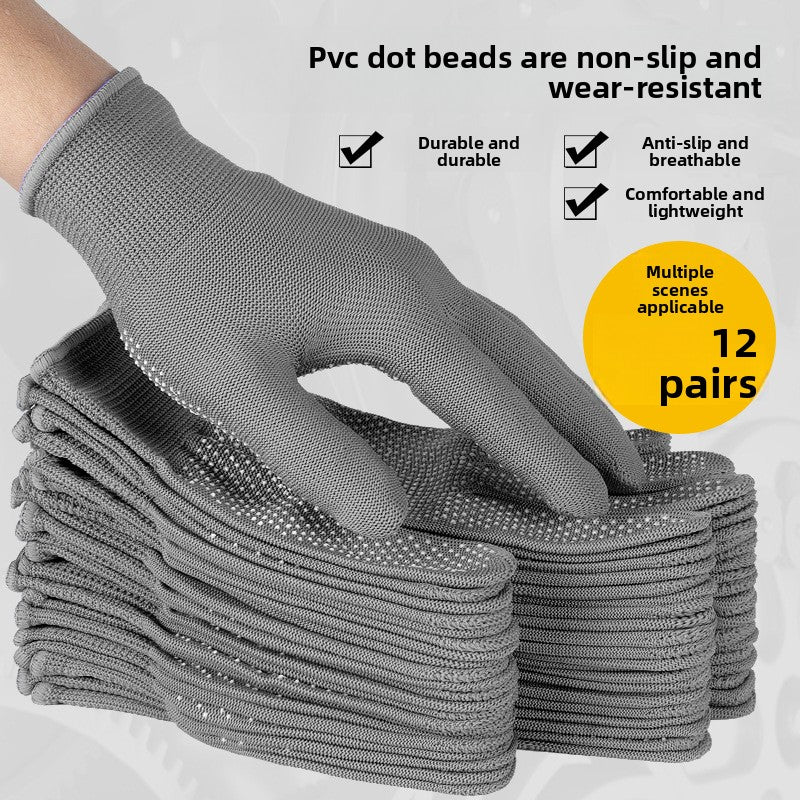 FOR WHOLE SALE ONLY PRICE ON REQUEST                                         Labor Protection Gloves Nylon Non-Slip Dotted Gloves Driving Handling Express Thin 13-Pin Touch Screen Dotted Work Gloves