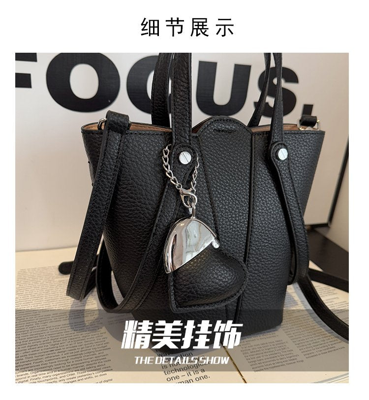 Single Shoulder Bucket Bag PU Zipper 2025 Spring Women's Bag One Size