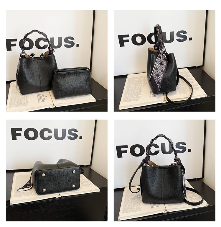 Women's Bag PU One Size Bucket Bag Magnetic Buckle Shoulder Bag