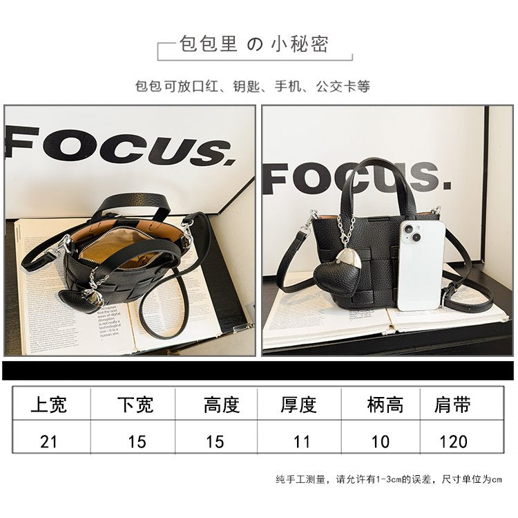 Women's Bag One Size PU Bucket Bag Zipper Shoulder Bag