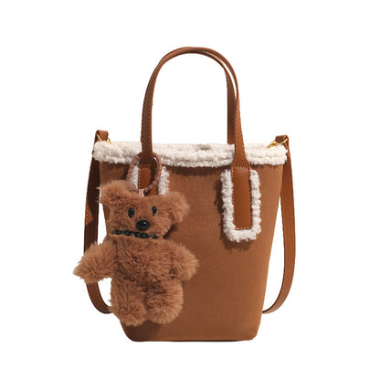 Autumn and Winter Super Hot Style Furry Handbag for Women Simple Fashion Versatile Stylish Single Shoulder Crossbody Bag