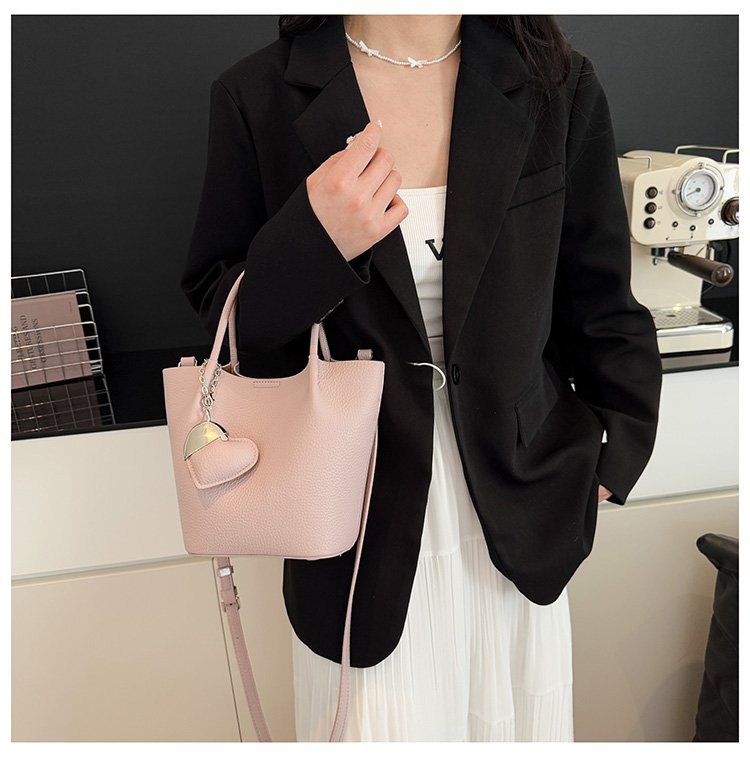 Single Shoulder Handbag Zipper One Size Women's Bag Vegetable Basket Bag PU