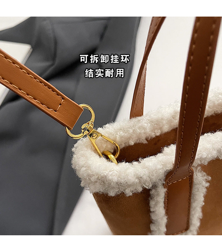 Autumn and Winter Super Hot Style Furry Handbag for Women Simple Fashion Versatile Stylish Single Shoulder Crossbody Bag