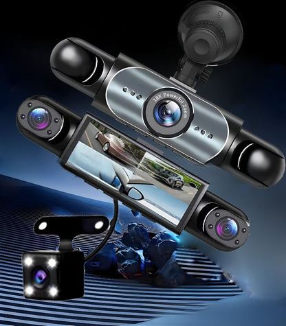 Four-Lens Surveillance Dash Cam HD 1080P Front Left Right Rear with Reversing Image.