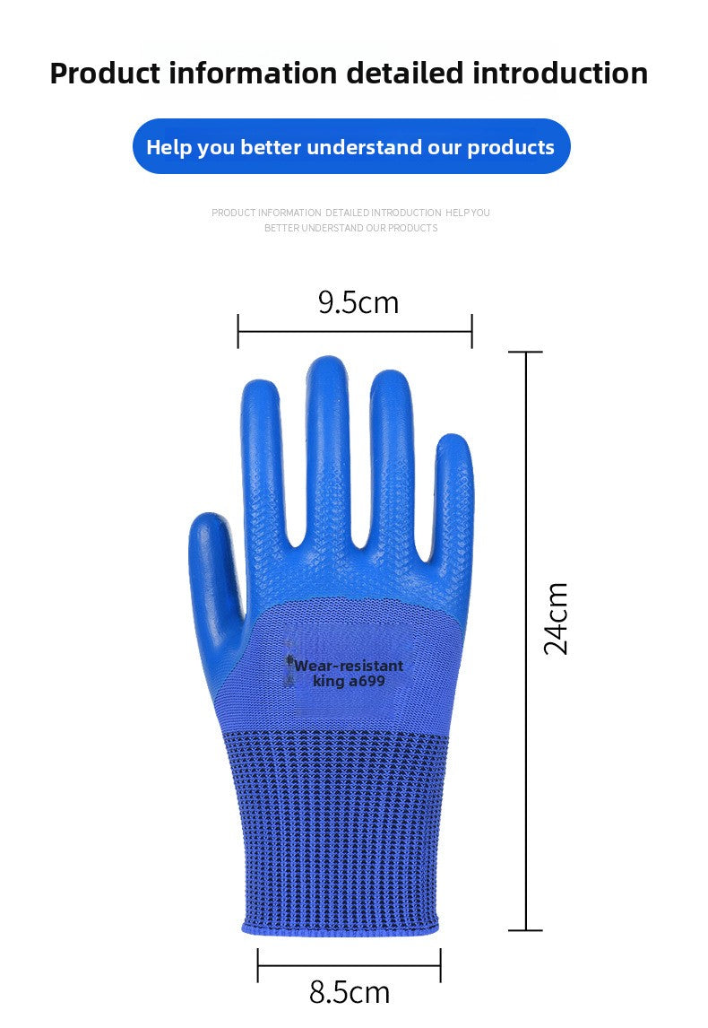 FOR WHOLE SALE ONLY P.O.A.                    A688 Wear-resistant Thickened Double-layer Latex Embossed Non-slip Logistics Handling Construction Site Work Half-finger Labor Protection Gloves