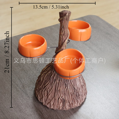 New Halloween Broom Pumpkin Cup Resin Home Desktop Ornament Decoration Storage Tray Creative Design