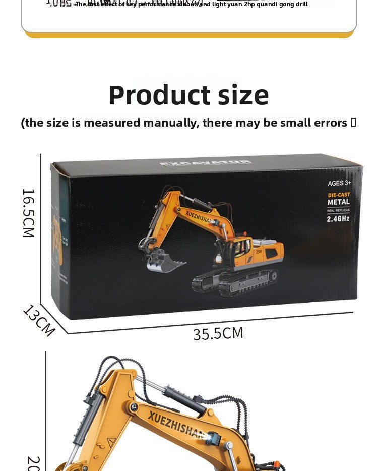 Children's Electric Toy Light and Sound Engineering Vehicle1:20Track Alloy Remote Control Excavator Model