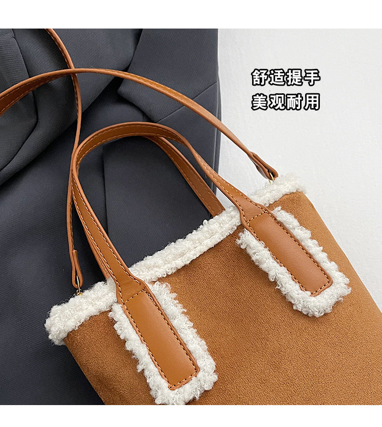 Autumn and Winter Super Hot Style Furry Handbag for Women Simple Fashion Versatile Stylish Single Shoulder Crossbody Bag