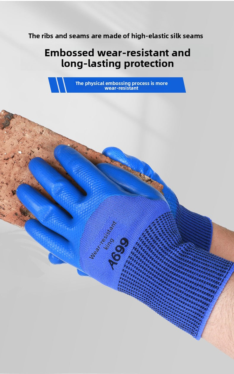 FOR WHOLE SALE ONLY P.O.A.                    A688 Wear-resistant Thickened Double-layer Latex Embossed Non-slip Logistics Handling Construction Site Work Half-finger Labor Protection Gloves