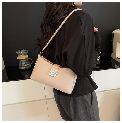 Small Square Bag with Stitching PU Zipper Women's Shoulder Bag One Size