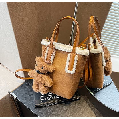 Autumn and Winter Super Hot Style Furry Handbag for Women Simple Fashion Versatile Stylish Single Shoulder Crossbody Bag