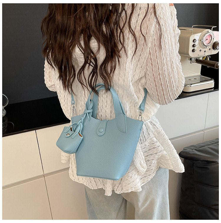 Bucket Bag Shoulder Bag One Size 2025 Spring Magnetic Buckle PU Women's Bag