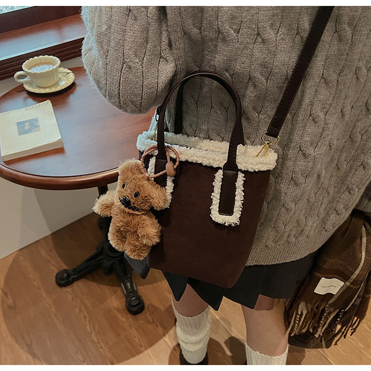 Autumn and Winter Super Hot Style Furry Handbag for Women Simple Fashion Versatile Stylish Single Shoulder Crossbody Bag