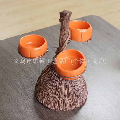 New Halloween Broom Pumpkin Cup Resin Home Desktop Ornament Decoration Storage Tray Creative Design