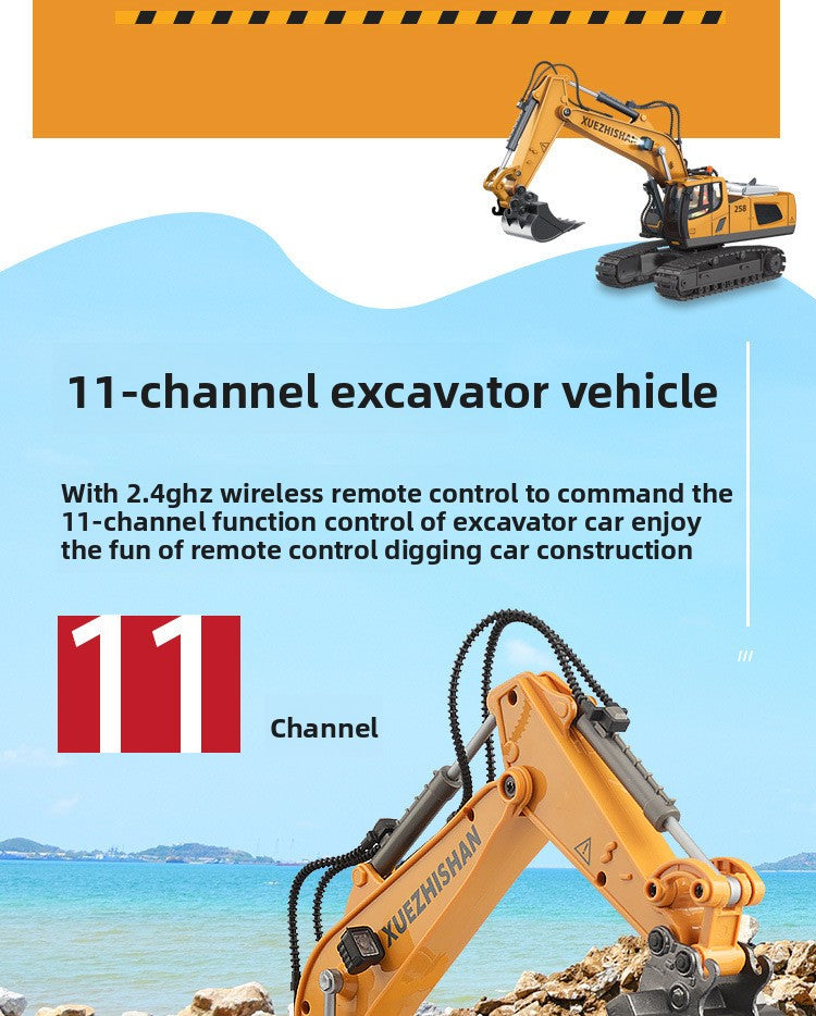 Children's Electric Toy Light and Sound Engineering Vehicle1:20Track Alloy Remote Control Excavator Model