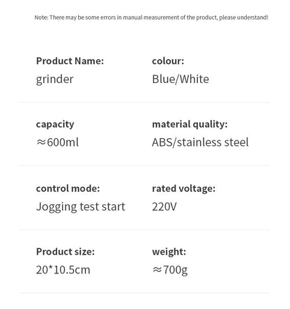 Large Capacity Grinder Household Small Coffee Bean Grinding Cup Grains and Herbs Electric Powder Grinder