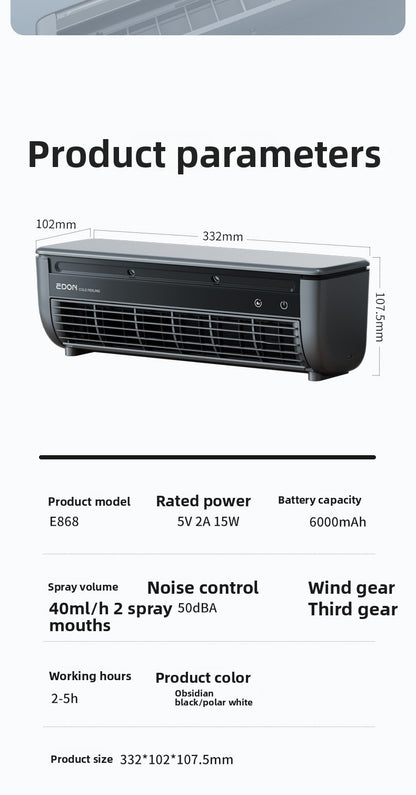 Aiden Kitchen Air Conditioner2025New Model Cooling Wall-Mounted Fan High Wind Power Rechargeable Fan for Home Use with Remote Control
