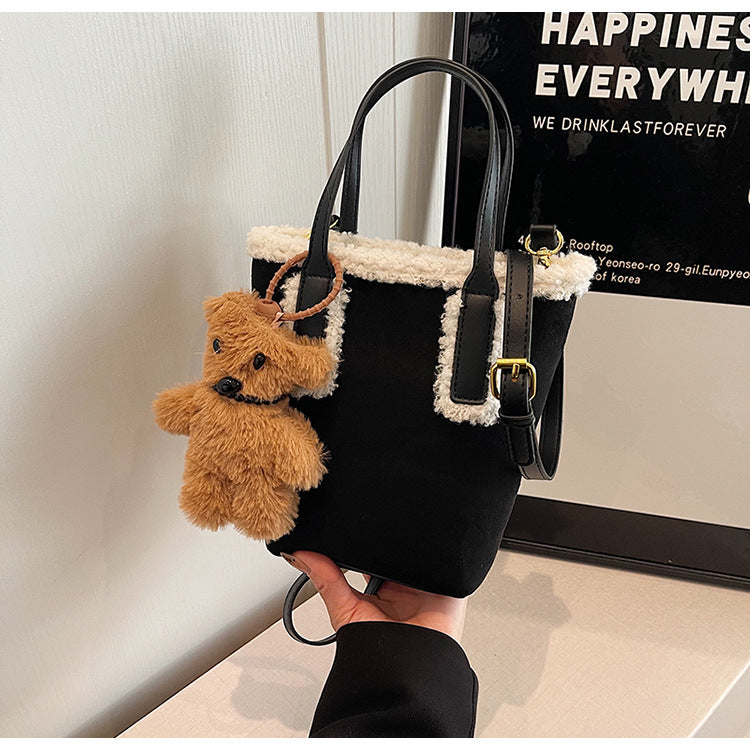 Autumn and Winter Super Hot Style Furry Handbag for Women Simple Fashion Versatile Stylish Single Shoulder Crossbody Bag