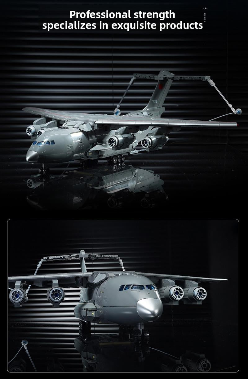Wonderful Building Blocks Great Power Heavy Equipment Series Y-20 Large Transport Aircraft Model Assembly Toy 23034