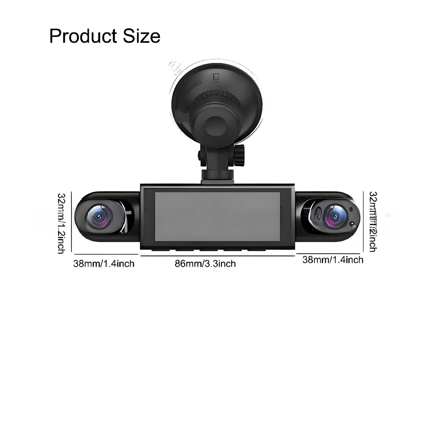 Four-Lens Surveillance Dash Cam HD 1080P Front Left Right Rear with Reversing Image.