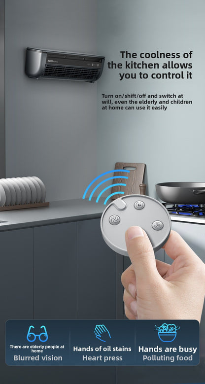 Aiden Kitchen Air Conditioner2025New Model Cooling Wall-Mounted Fan High Wind Power Rechargeable Fan for Home Use with Remote Control