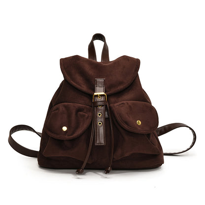 Suede Backpack Women's Large Capacity Retro Backpack