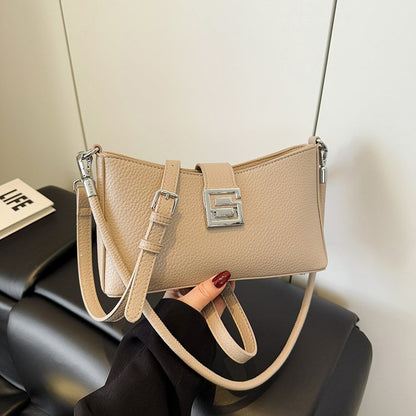 Small Square Bag with Stitching PU Zipper Women's Shoulder Bag One Size