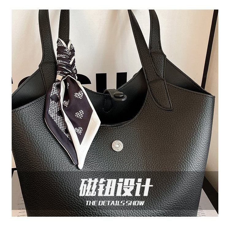 Magnetic Buckle Women's Bag PU Shoulder Bag 2025 Autumn Tote Bag One Size