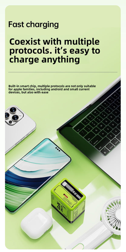 120W Gallium Nitride Charger PD Fast Charging Mobile Phone Charger with Retractable Cable Compatible with Apple and Huawei Chargers