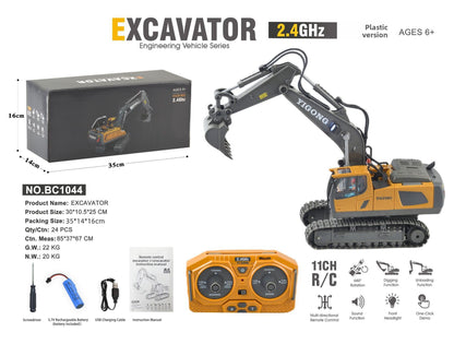 Children's Electric Toy Light and Sound Engineering Vehicle1:20Track Alloy Remote Control Excavator Model