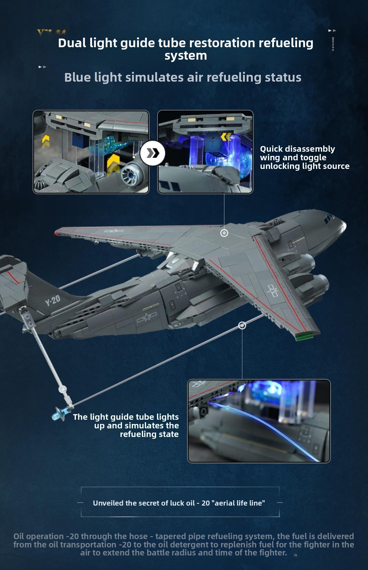 Wonderful Building Blocks Great Power Heavy Equipment Series Y-20 Large Transport Aircraft Model Assembly Toy 23034