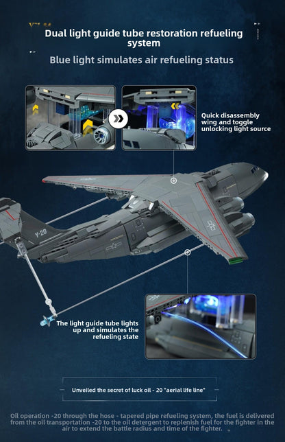 Wonderful Building Blocks Great Power Heavy Equipment Series Y-20 Large Transport Aircraft Model Assembly Toy 23034