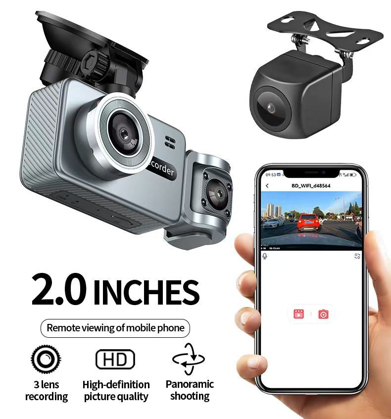 4K New Model Dash Cam Three-Lens Reversing Image WIFI In-Car Driving CARDVR