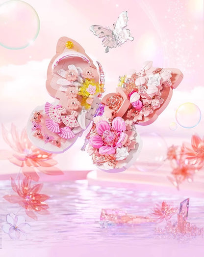 2025New Star Moon Fantasy Purple Star Butterfly Building Block Flower Frame Assembly Toy for Girls' Birthday Gift804233