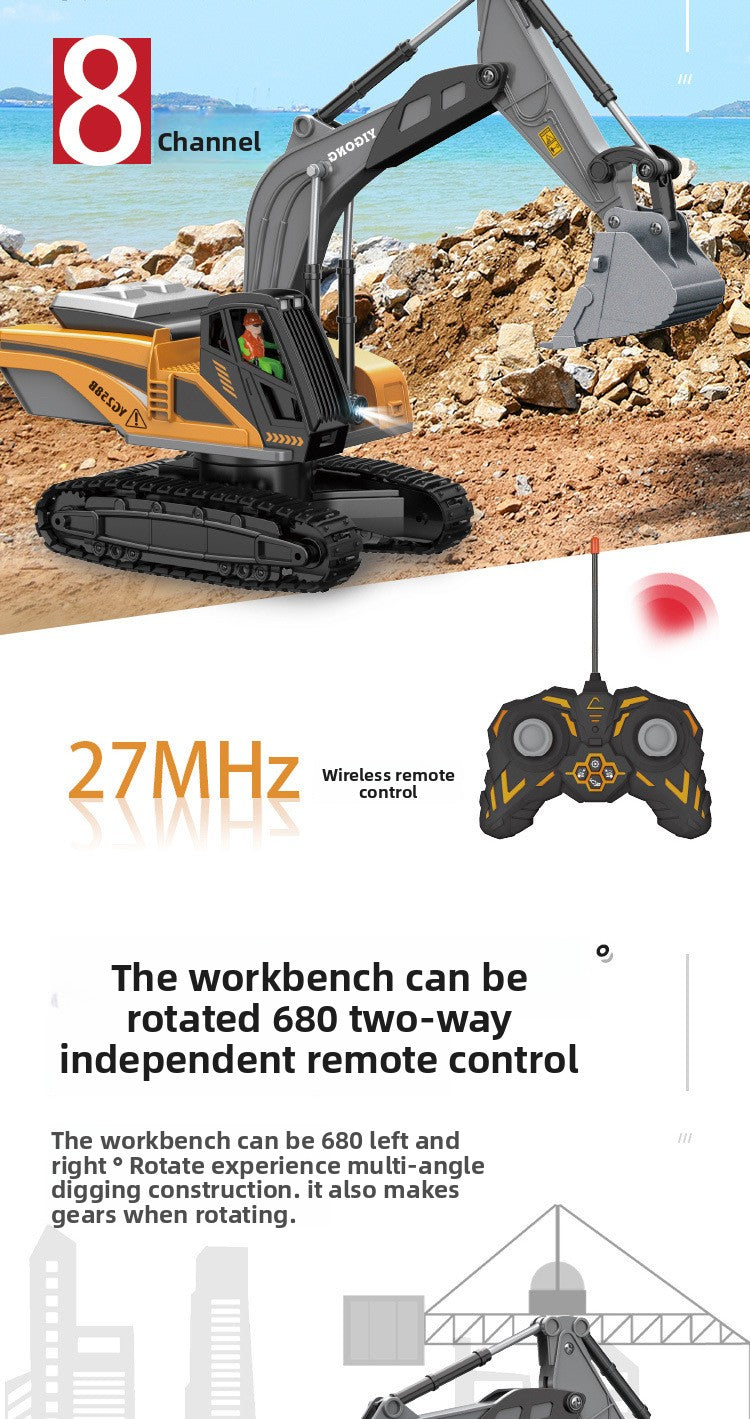 Children's Electric Toy Light and Sound Engineering Vehicle1:20Track Alloy Remote Control Excavator Model