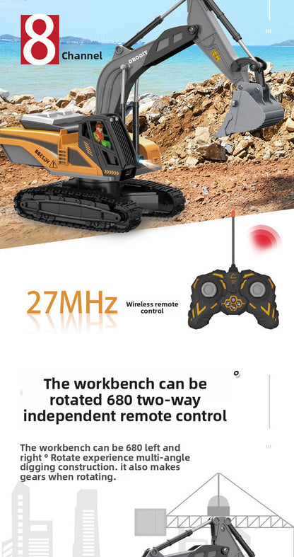 Children's Electric Toy Light and Sound Engineering Vehicle1:20Track Alloy Remote Control Excavator Model