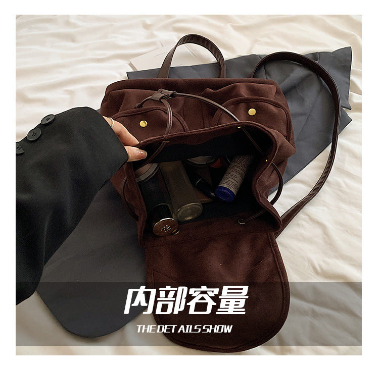 Suede Backpack Women's Large Capacity Retro Backpack